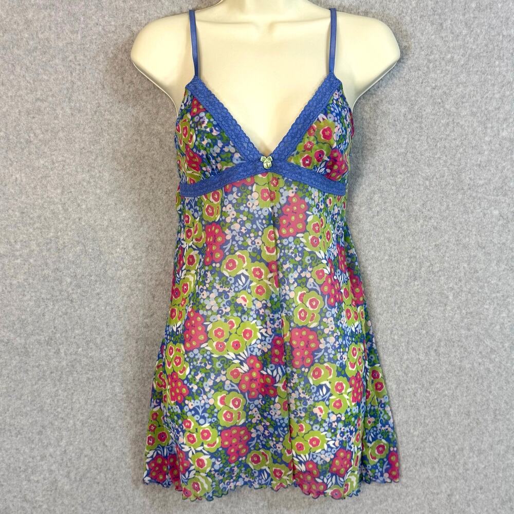 Gap Body Sheer Floral Slip Dress Size M Lettuce Hem Festival Coquette Y2K 2006